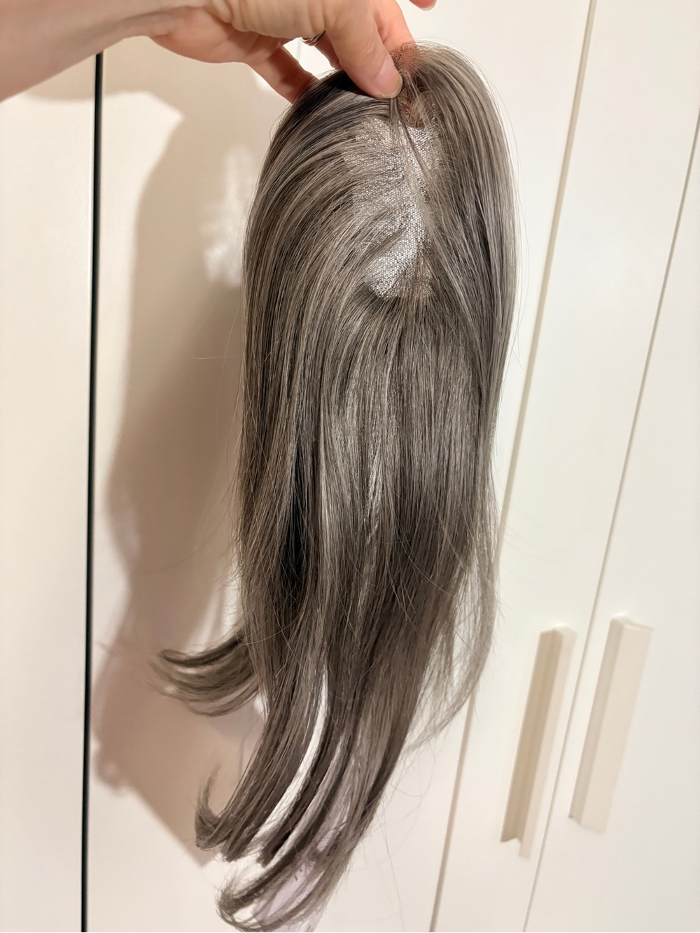 EC hair crown wig topper synthetic salt and pepper